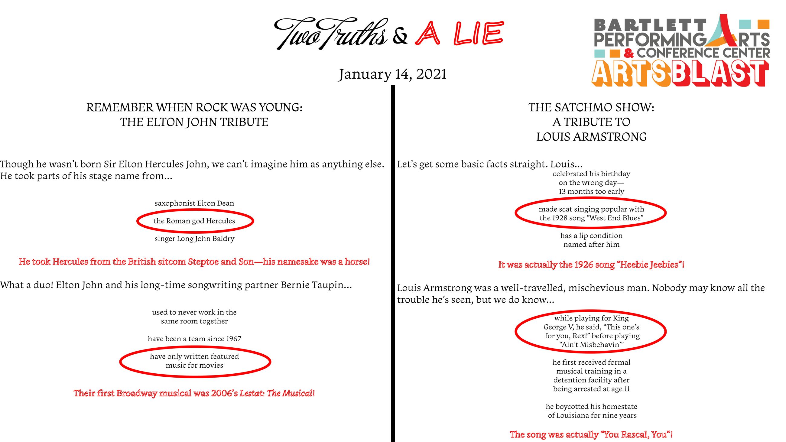 Two Truths and A Lie Answers