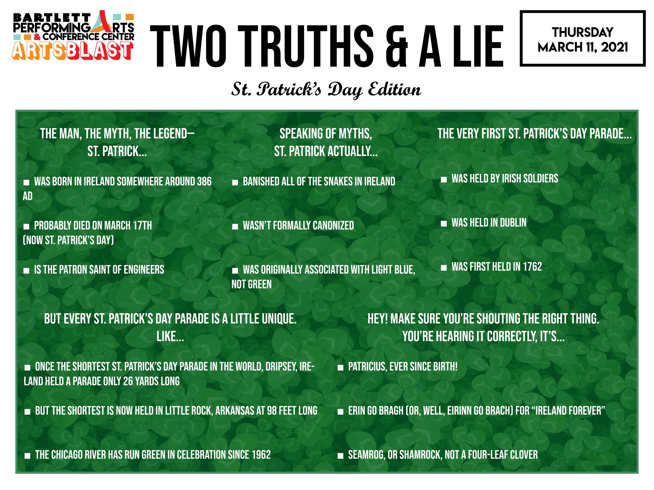 St Paddys Two Truth and A Lie