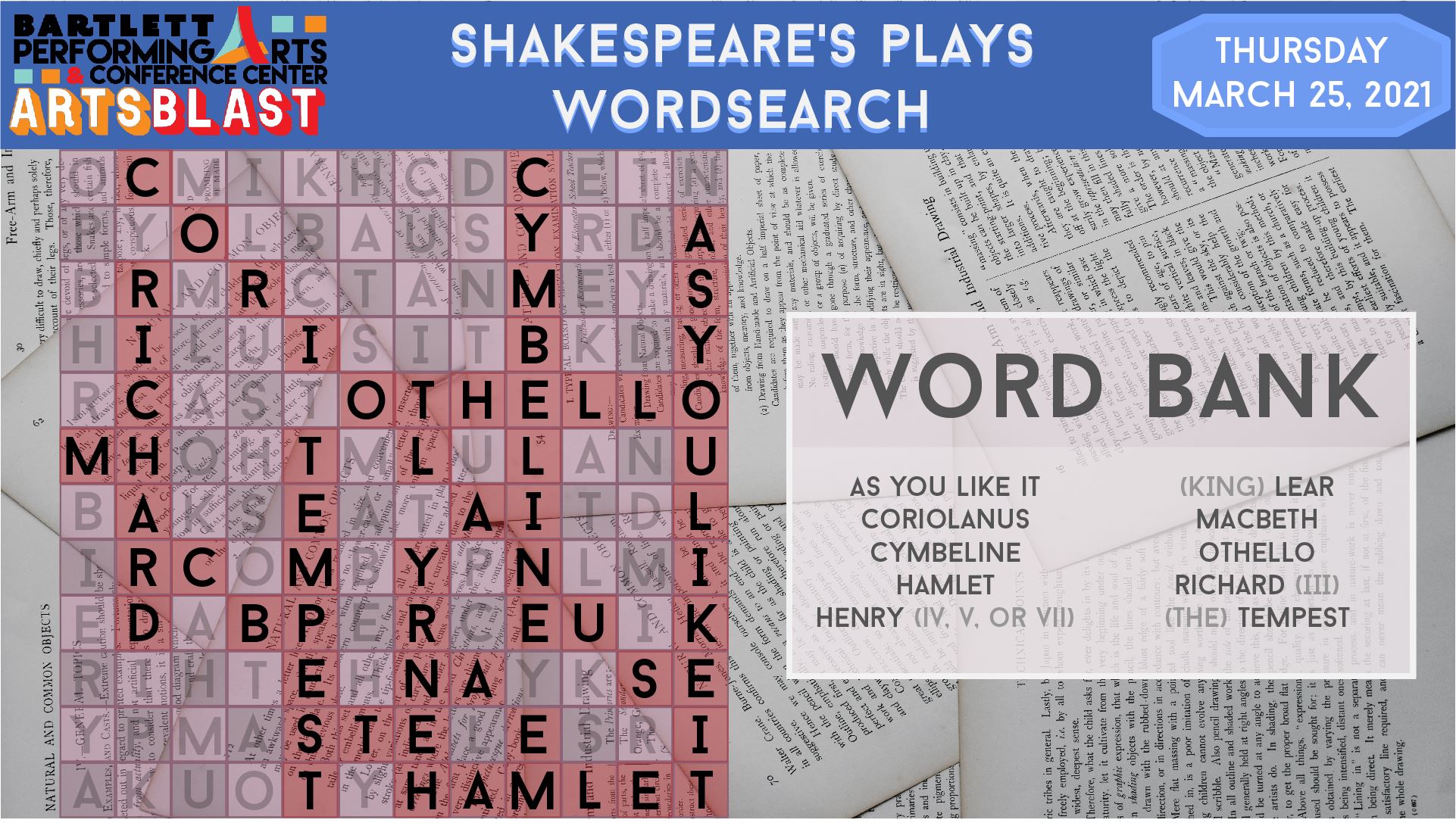 Shakespeare Word search ANSWERS