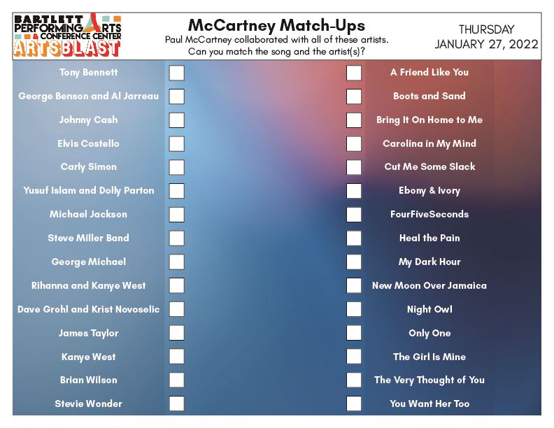 Match artist and songs