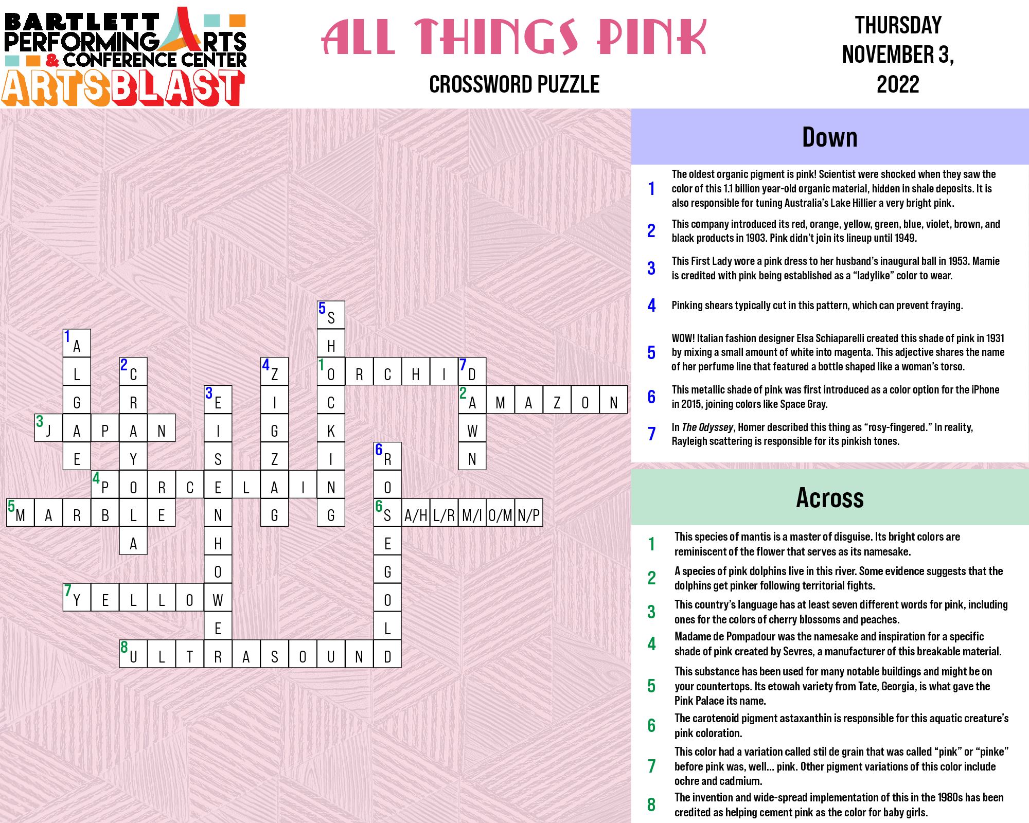Pink Crossword Answers