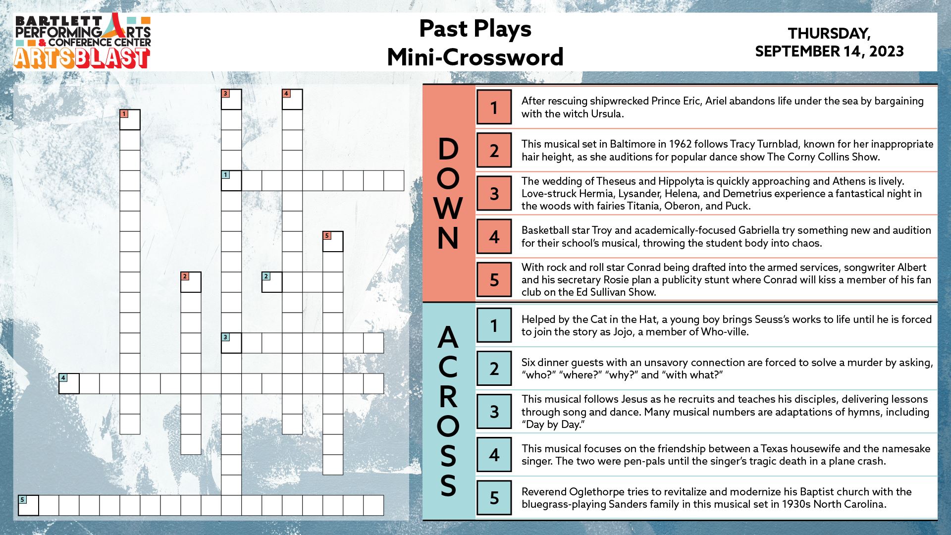 Past Plays Crossword