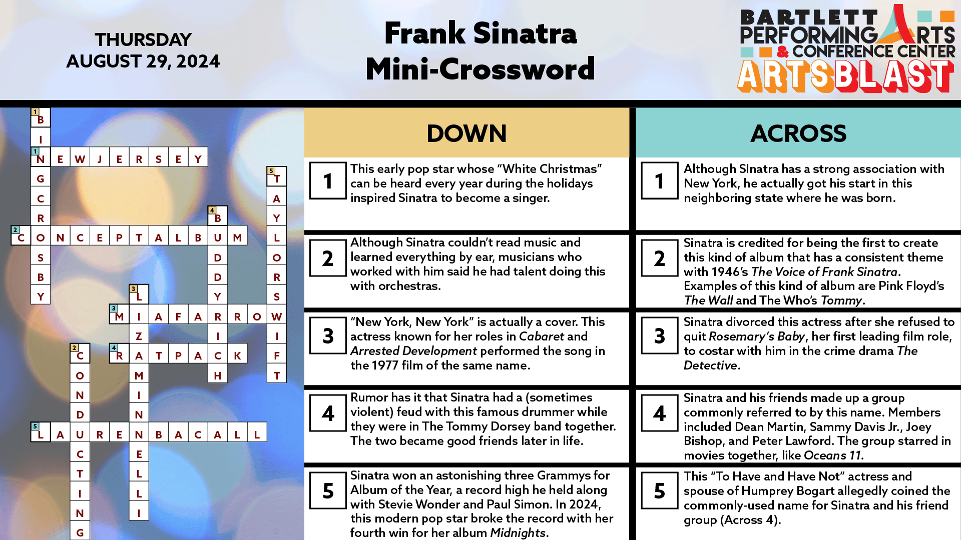Sinatra Crossword ANSWERS