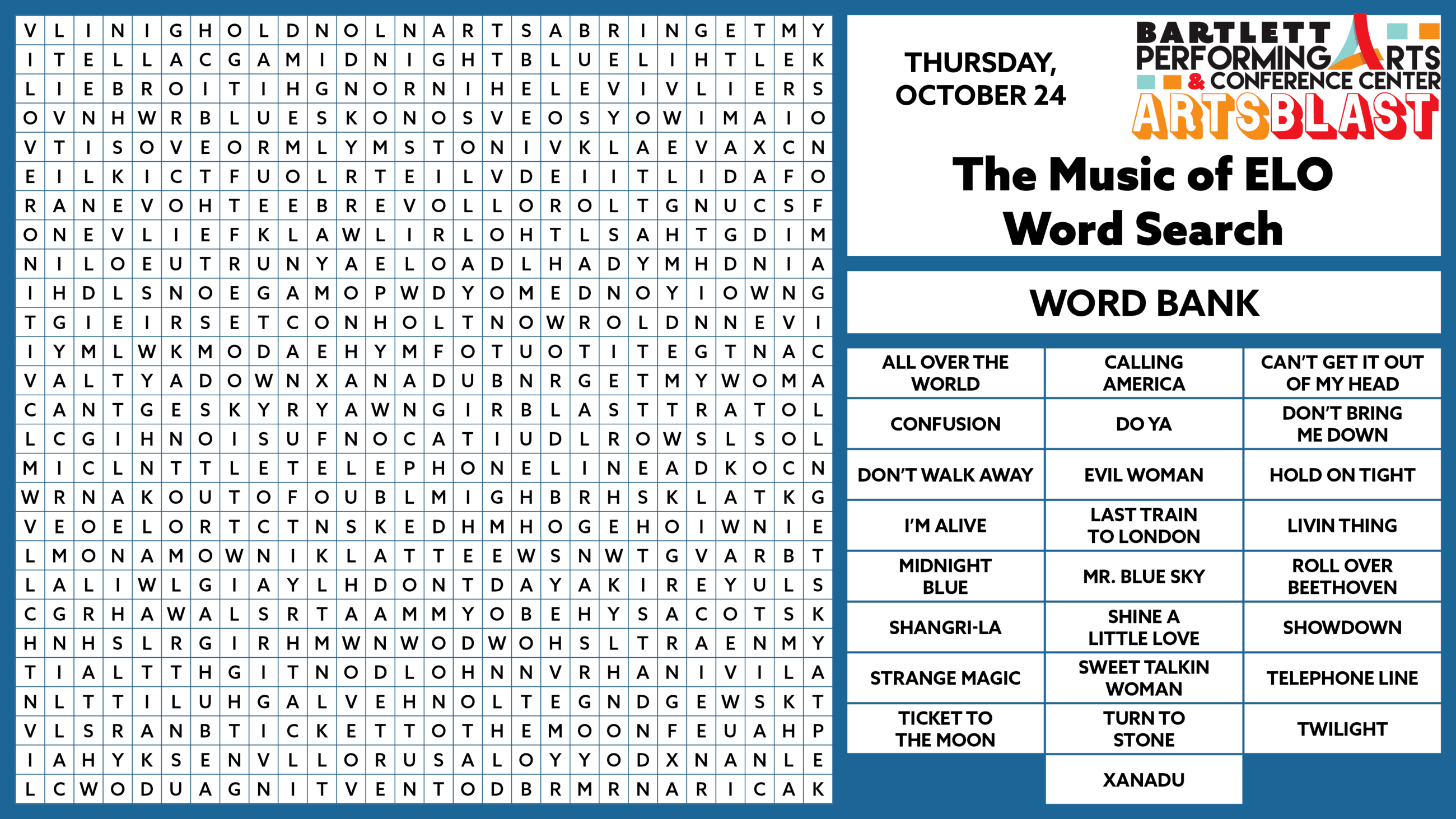 ELO Songs Word Search